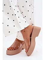 Dámské sandály na platformě s průhledným páskem Béžové Selestia Dámské sandály na platformě s průhledným páskem Béžové Selestia