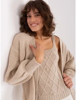 Béžový dámský dvoudílný komplet - top a svetr (8019)