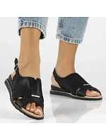 Dámské černé kožené sandály model 22135973 - FILIPPO