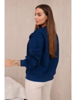 Zateplená mikina se stahovacím lemem a ozdobnými mašličkami námořnictvo Zateplená mikina se stahovacím lemem a ozdobnými mašličkami námořnictvo