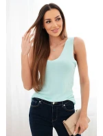 Dámská viskózová halenka bez rukávů s výstřihem do V mentolová