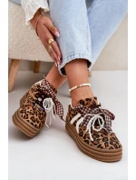 Dámské tenisky na platformě s ozdobami v panterovém vzoru hnědé Vinness Dámské tenisky na platformě s ozdobami v panterovém vzoru hnědé Vinness