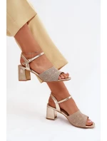 Dámské Sandály Na Podpatku Zlaté model 21702391 - Boto Dámské Sandály Na Podpatku Zlaté model 21702391 - Boto