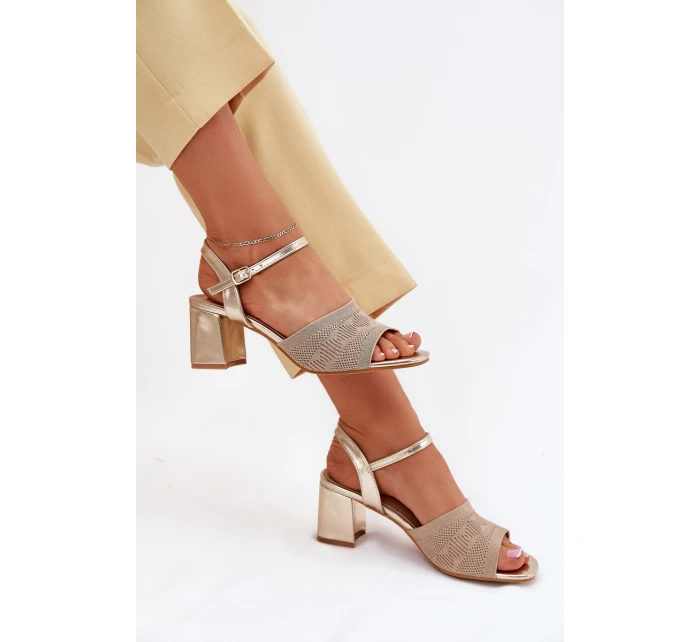 Dámské Sandály Na Podpatku Zlaté model 21702391 - Boto Dámské Sandály Na Podpatku Zlaté model 21702391 - Boto