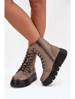 Dámské workery na platformě s vyhříváním Vinceza 58588 tmavě béžové