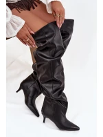 Nazouvací dámské kozačky na jehlovém podpatku černé Ysolienne Nazouvací dámské kozačky na jehlovém podpatku černé Ysolienne