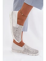 Dámské nazouvací kožené polobotky Maciejka 03512-70 Bílá-Stříbrná