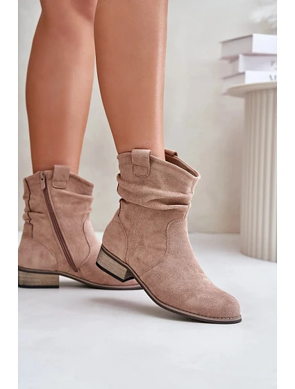 Dámské kotníkové boty model 21471947 Hnědá taupe - JEZZI