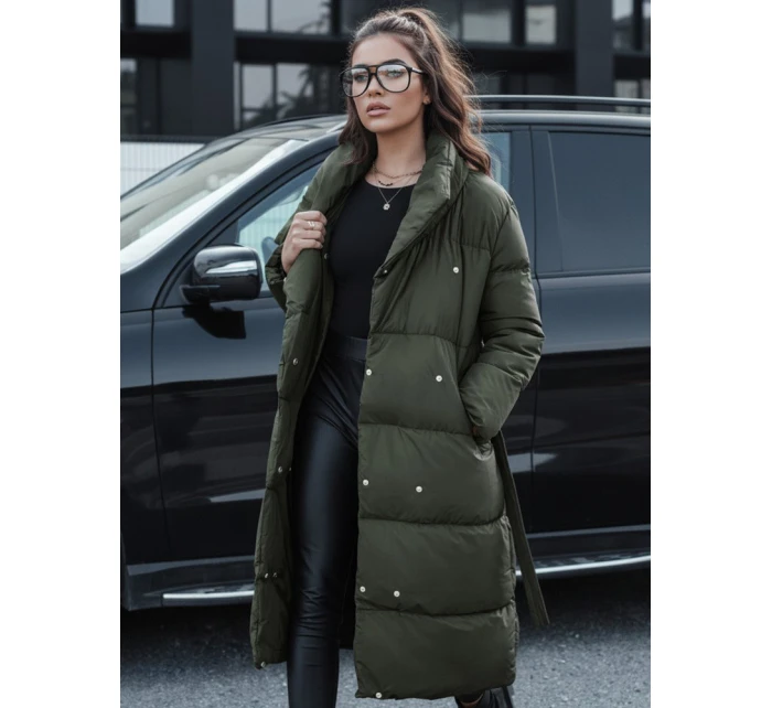 Dámský zimní dlouhý prošívaný kabát FAVI zelený FashionStreet TY4576