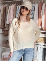 Dámský oversize hladký svetr SENZIA peach FashionStreet MY2446
