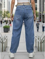 Jeansy damskie niebieskie z paskiem model 22102013 - FashionStreet