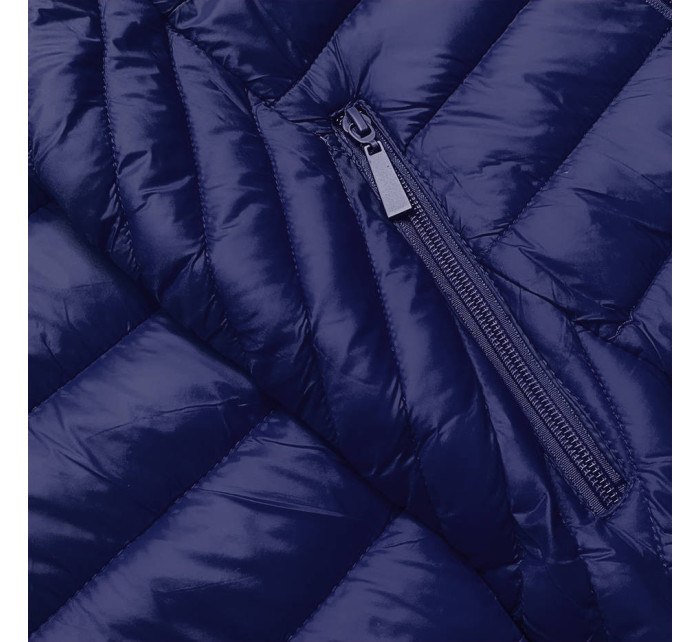 Tmavě modrá prošívaná dámská bunda pro přechodné období (5M783-215)