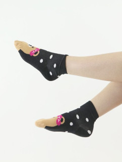 Zábavné ponožky Bear černé s bílými puntíky