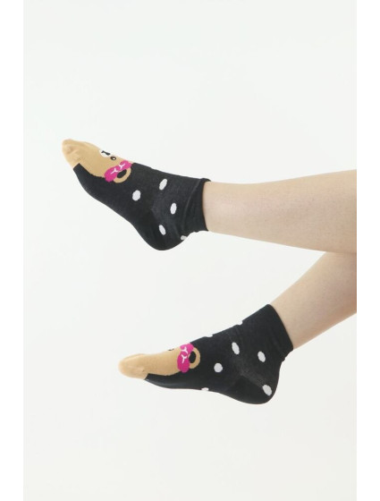 model 18399910 ponožky Bear černé s bílými puntíky - Moraj