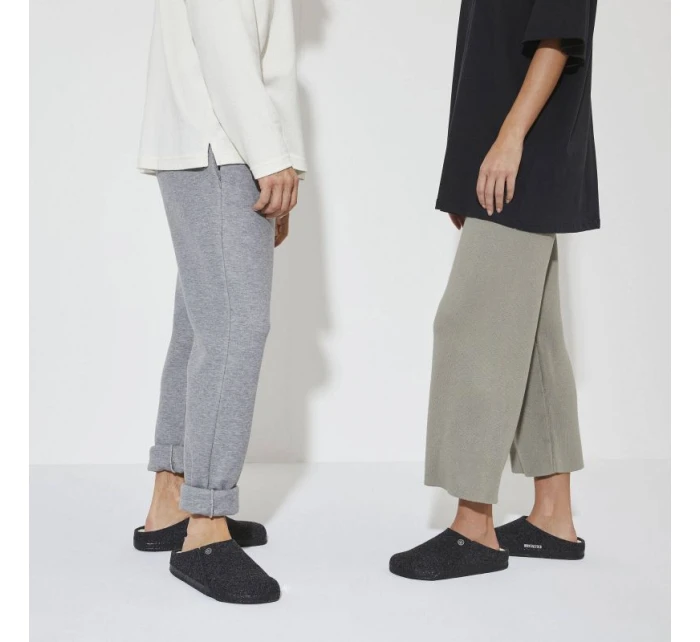 Dámské/pánské zateplené pantofle Birkenstock Anthracite wool felt narrow narrow (1015084)