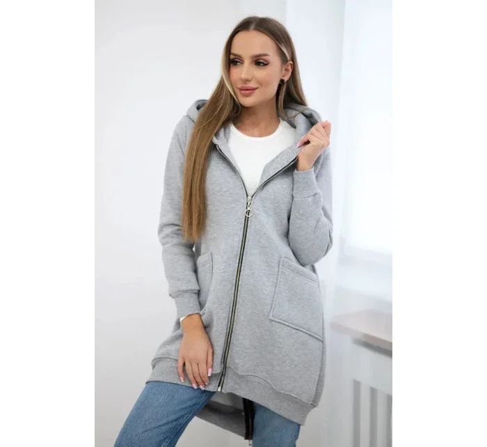 Zateplená mikina se zipem na zádech šedá Zateplená mikina se zipem na zádech šedá