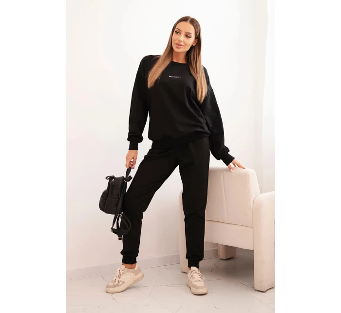 Dámská bavlněná souprava s potiskem Minimal černý Dámská bavlněná souprava s potiskem Minimal černý