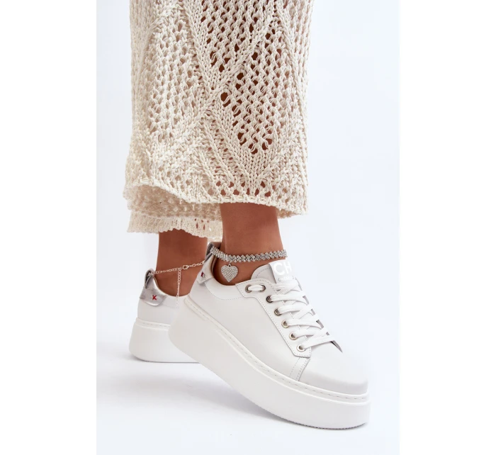 Kožené Dámské Tenisky S Náramkem CheBello 4406 Bílé