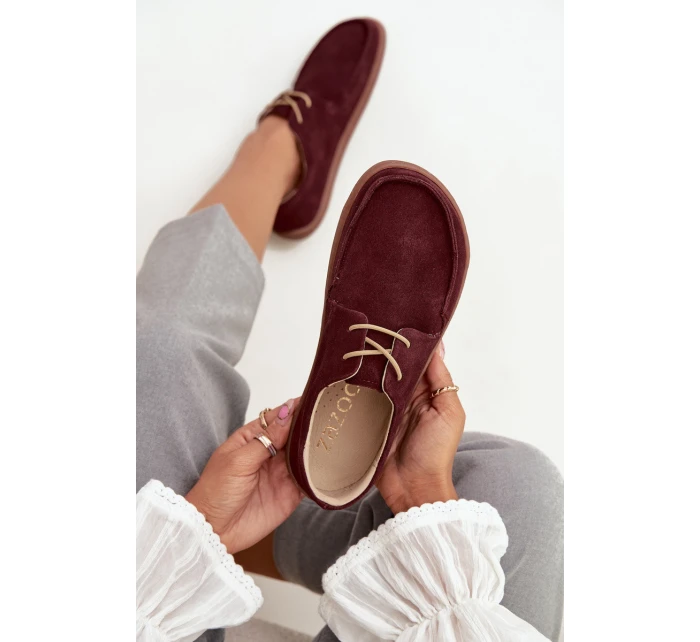 Dámské polobotky typu barefoot z přírodního semiše Zazoo 327 bordó