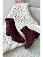 Semišové kotníčkové boty na podpatku s vyztuženým detailem Artiker 57C0016 bordó