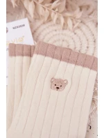 Dámské bavlněné ponožky s malým medvídkem Ecru