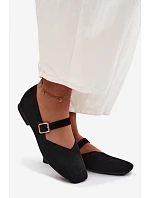 Baletky z pruhovaného materiálu s páskem a sponou Černé Calvra