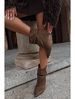 Přezkové kotníkové boty typu Slouchy na podpatku Khaki Loralia Přezkové kotníkové boty typu Slouchy na podpatku Khaki Loralia