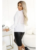 halenka s dlouhým rukávem a zavazováním vpředu BÍLÁ model 20905609 - numoco