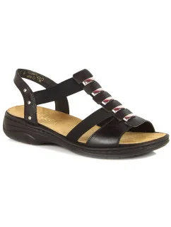 Černé kožené sandály W model 22050404 Rieker - Inny