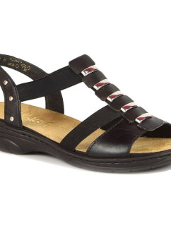 Černé kožené dámské sandály Rieker W 64580
