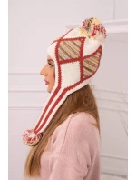 Dámská klapka na uši Eunika K322 ecru+red