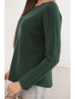 Dámský svetr z viskózy s dlouhým rukávem a kulatým výstřihem tmavě zelený Dámský svetr z viskózy s dlouhým rukávem a kulatým výstřihem tmavě zelený