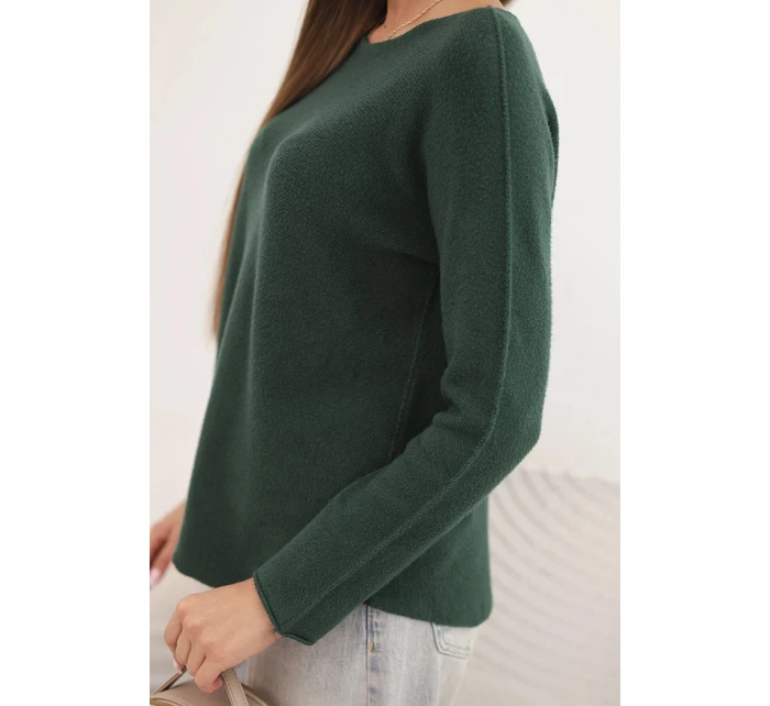Dámský svetr z viskózy s dlouhým rukávem a kulatým výstřihem tmavě zelený Dámský svetr z viskózy s dlouhým rukávem a kulatým výstřihem tmavě zelený