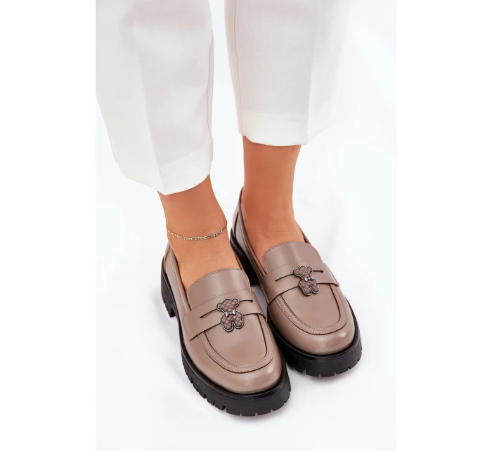 Kožené Dámské Mokasíny S   Béžové model 21690639 - VINCEZA