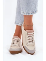 Dámské Kožené Tenisky Zazoo N1220 Béžové Dámské Kožené Tenisky Zazoo N1220 Béžové