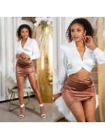 Sexy Koucla SatinLook Mini Skirt with a slit