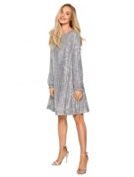 Šaty áčkového střihu model 20777017 stříbrné - Moe Šaty áčkového střihu model 20777017 stříbrné - Moe