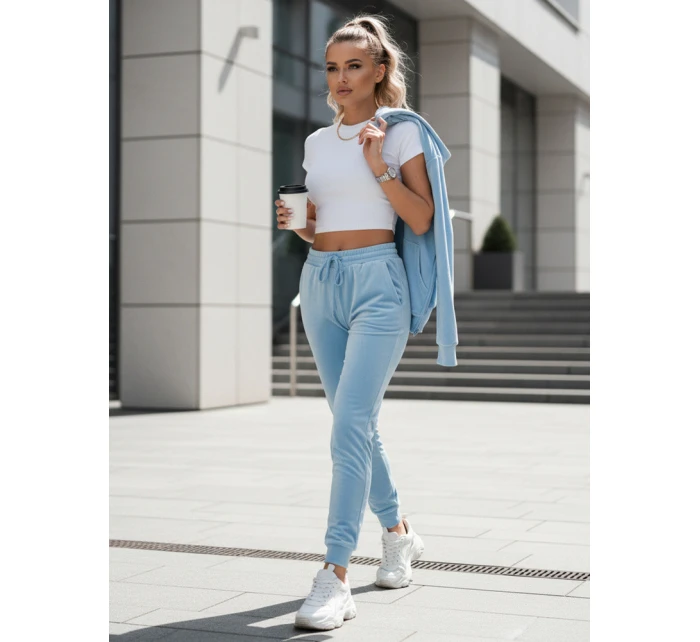 Dámské velurové modré tepláky FashionStreet UY2835