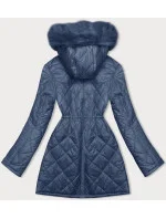 Světle modrá oboustranná dámská prošívaná bunda - kožíšek (H-897-100)