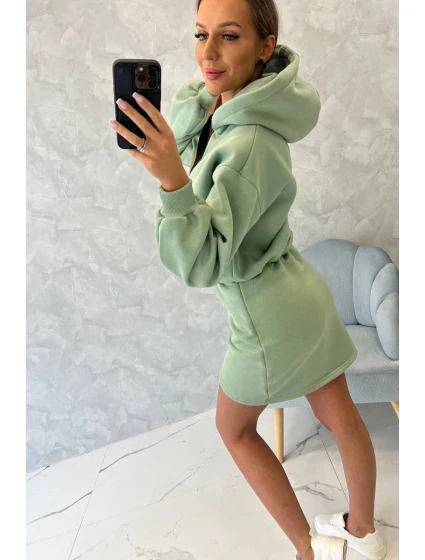 Zateplené šaty s obálkovým model 18752812 tmavě mátové barvy - K-Fashion Zateplené šaty s obálkovým model 18752812 tmavě mátové barvy - K-Fashion