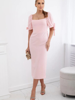 Šaty vzadu se rukávy světle růžová model 20081428 - K-Fashion