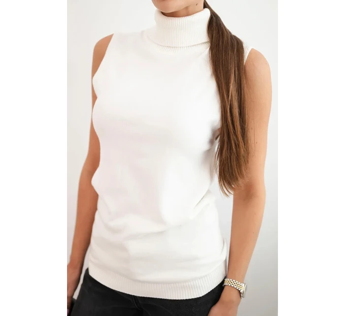 Dámská viskózová model 21407215 blůza s rolákem ecru - K-Fashion