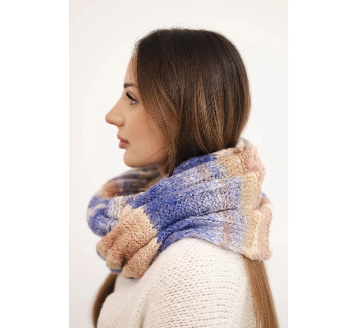 Komin dámský vlněný melírovaný měkký šátek na zimu KN20 fialový