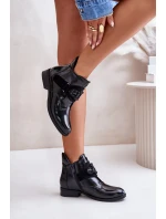 Lakované Dámské Boty S Ozdobou Zateplené Černé S.Barski HY42-021