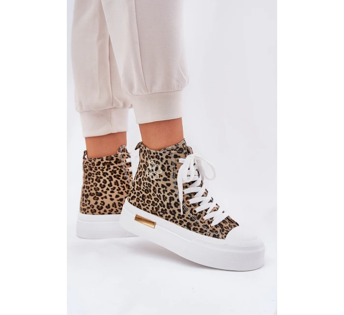 Vysoké Dámské Tenisky S Leopardským Vzorem Na Platformě Hnědé Laviriona Vysoké Dámské Tenisky S Leopardským Vzorem Na Platformě Hnědé Laviriona