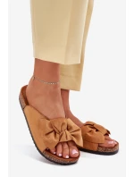 Dámské Pantofle Na Korkové Podešvi S Mašlí Camel model 21701469 - Boto Dámské Pantofle Na Korkové Podešvi S Mašlí Camel model 21701469 - Boto
