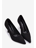 Materiálové Podpatky Lodičky Černé model 22102879 - Boto Materiálové Podpatky Lodičky Černé model 22102879 - Boto