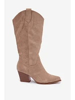 Kožené kovbojské kozačky na podpatku Khaki Hartley Kožené kovbojské kozačky na podpatku Khaki Hartley
