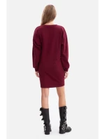 šaty s bočními záhyby vínové model 21379997 - BeWear