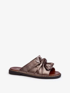 Dámské měděné pantofle na plochém podpatku Nelvira